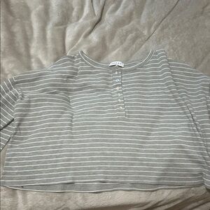 Gilli Gray Striped Off-the-Shoulder Sweater